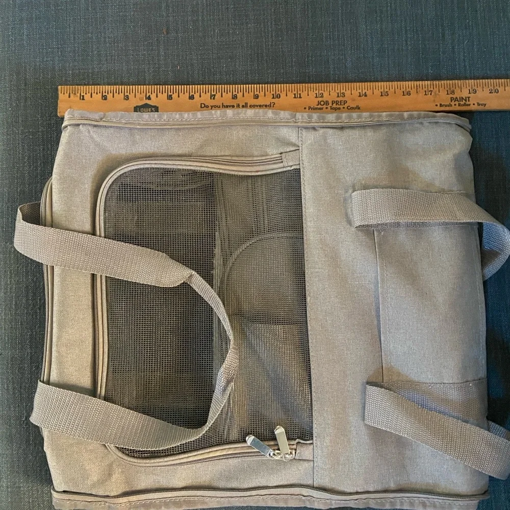 Gray Pet Carrier with Mesh Panels
